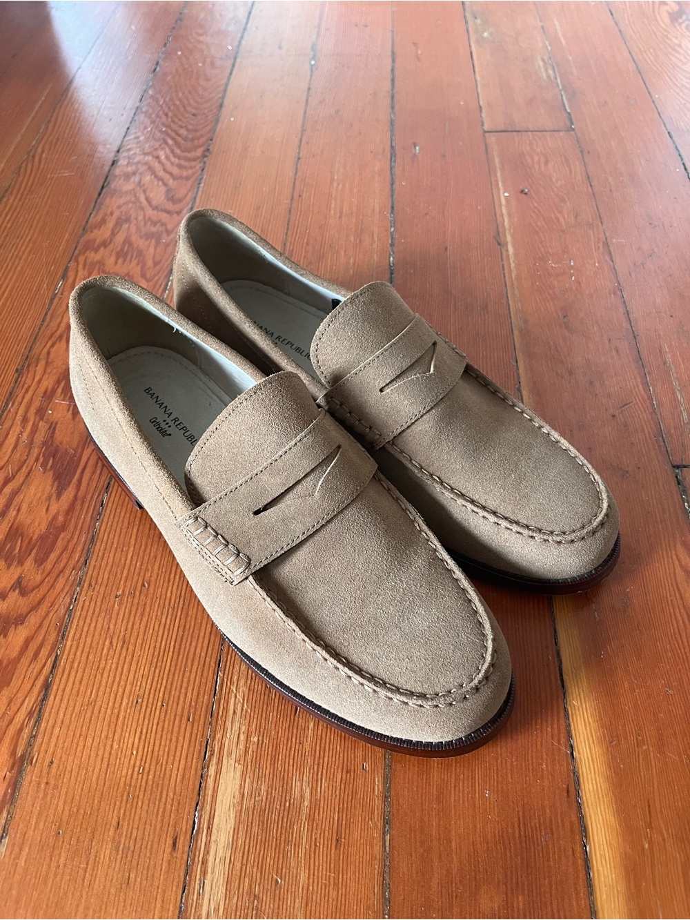 Banana Republic Men's Taupe Suede Penny Loafers